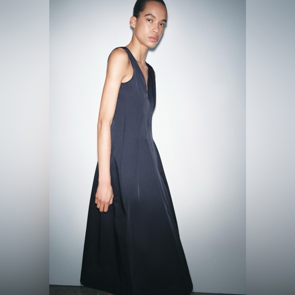 Zara collection  ZIP-UP MIDI DRESS  NWT
 , sz : large - Picture 2 of 11